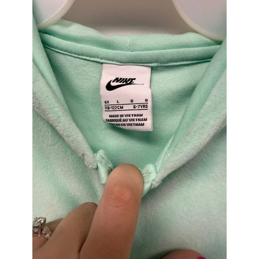 Nike Girls Full Zip Hoodie 6X Mint Foam Terry Cloth Cropped NWT Swoosh
